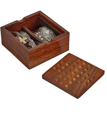 Wooden Solitaire Board Game and Tic-Tac 2 in 1 Game - Chess'n'Boards