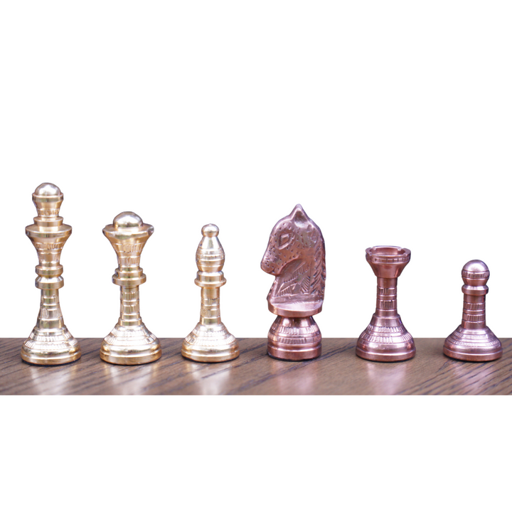 Traditional Solid Brass Chess Set in Gold and Copper - Chess'n'Boards