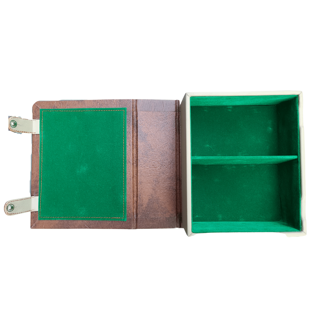 Book Style Storage Box For Chess pieces upto 4.2" King chessmen set- Leatherette - Chess'n'Boards