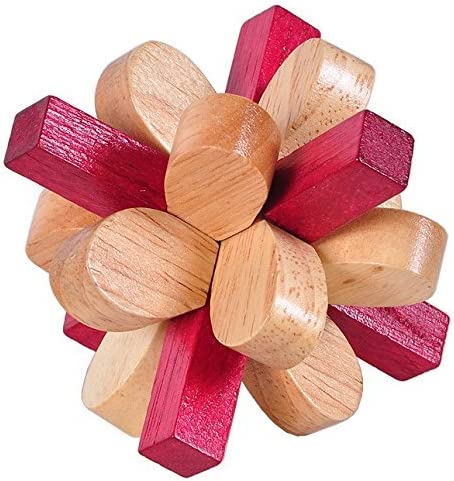 Wooden Double Color Plum Lock Lilac Locks Logic Puzzle Burr Puzzles - Chess'n'Boards