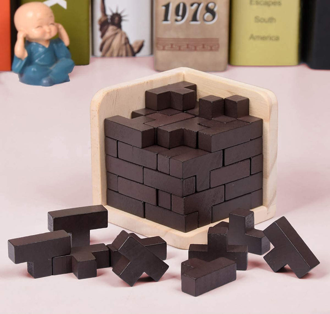 Wooden Brain Teaser Puzzle Cube Wooden Puzzles - Chess'n'Boards