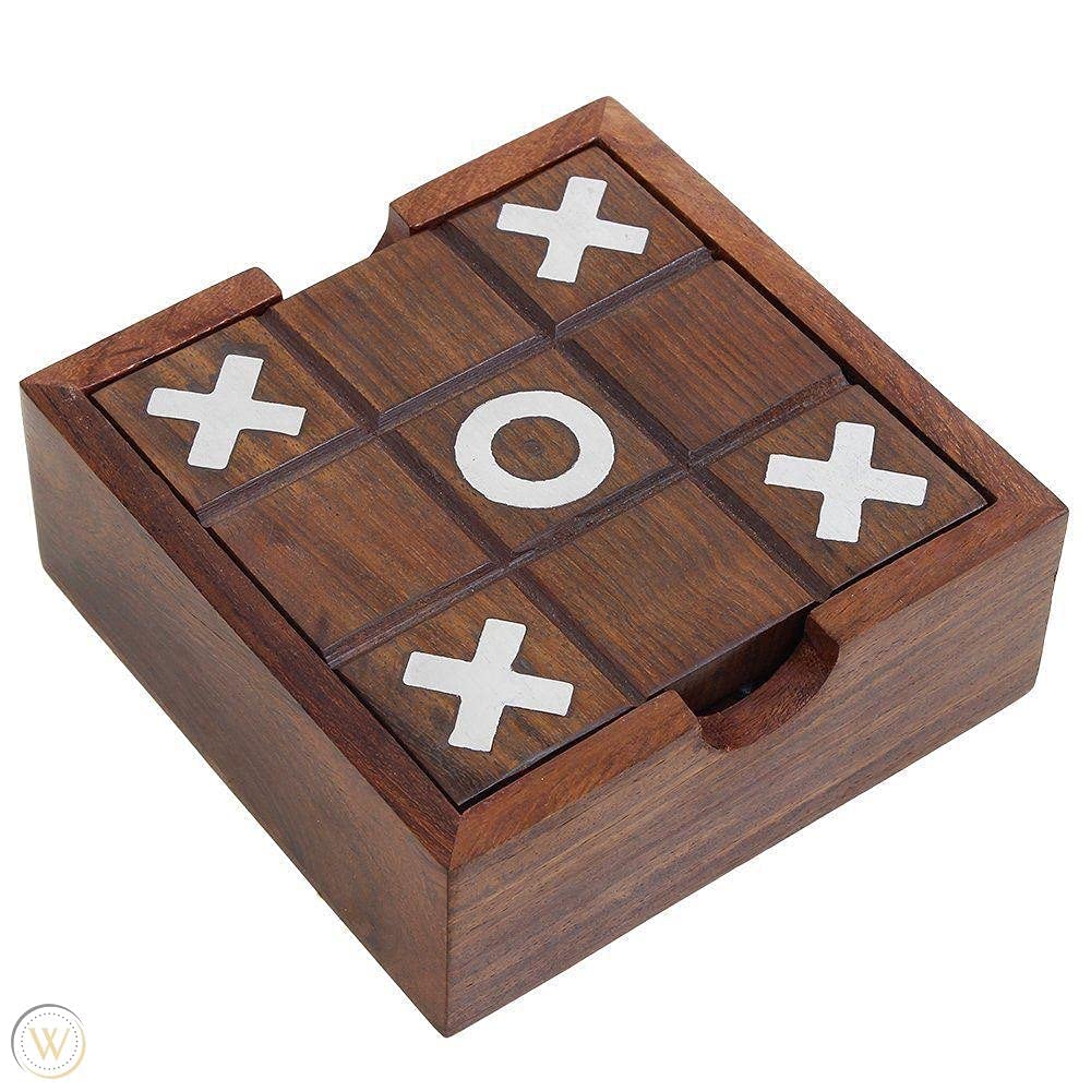 Wooden Solitaire Board Game and Tic-Tac 2 in 1 Game - Chess'n'Boards
