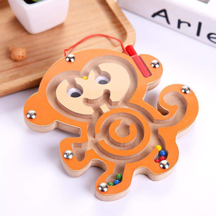 Magnetic Pen Driving Bead Maze Wooden Jigsaws Puzzle Board Game Educational Toy - Chess'n'Boards