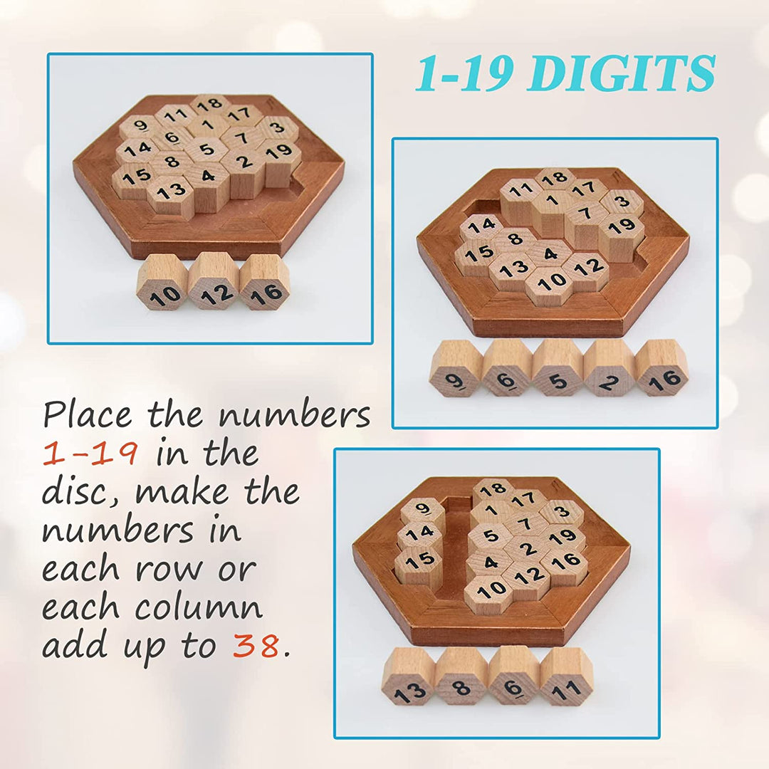 Wooden Logic Puzzle Brain Teasers Intellectual Toy Number Puzzle - Chess'n'Boards