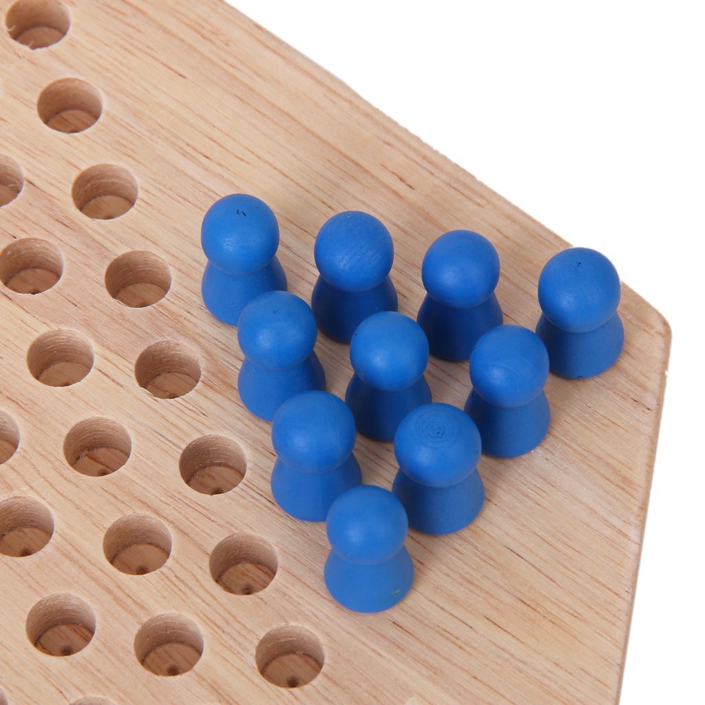 Traditional Hexagon wooden family game set, chinese checkers board with wooden Pegs - Chess'n'Boards