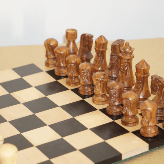 Gothic Design Chess Set, Crescent Mannequin Japanese Series Wooden Chess Pieces - Chess'n'Boards