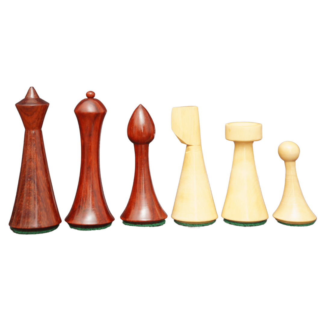 Reproduced Hermann Ohme Minimalist Style, Budrosewood Chess Pieces - Chess'n'Boards