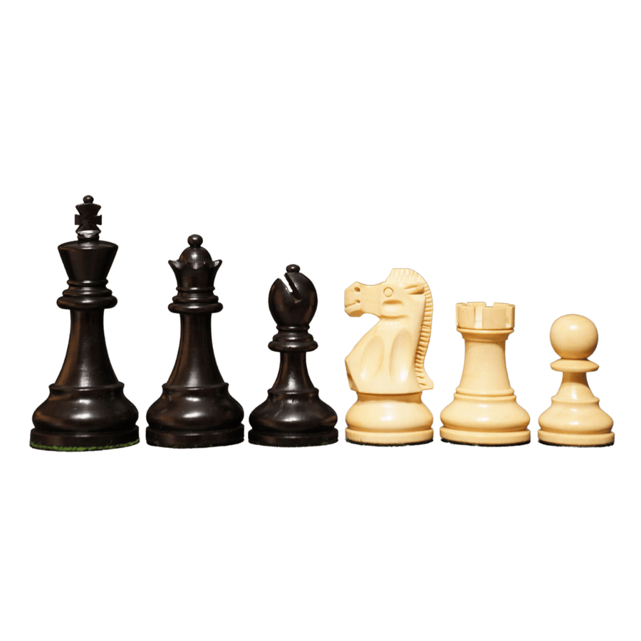 Deluxe Old Club British Staunton Tournament Series Chess Pieces with Ebonized Boxwood - Chess'n'Boards