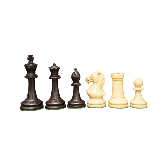 The Black Sovereign Deluxe Chess Set in Ebony Wood and Boxwood 4' King - Chess'n'Boards