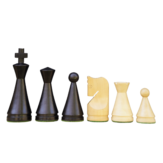 Ebonized Russian Poni Style Chess set Chess Pieces King 4" - Chess'n'Boards