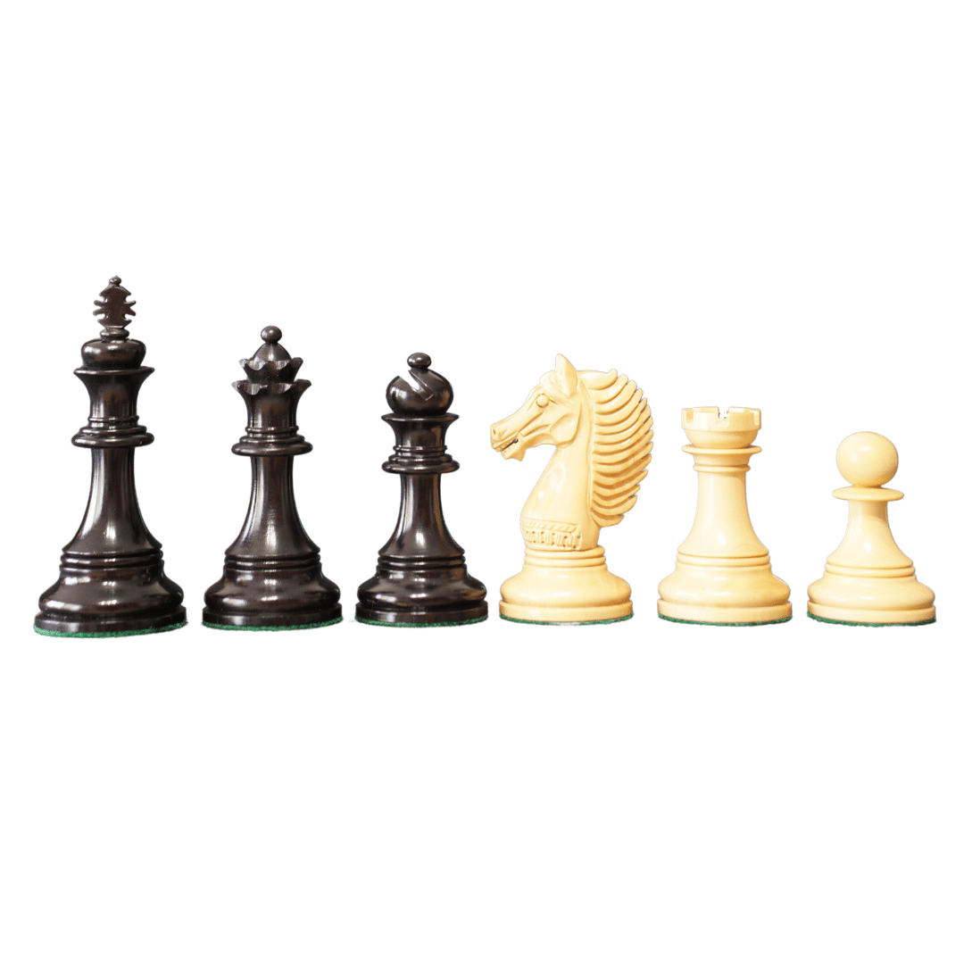 Copenhagen Series Staunton Style King's Bridle Triple Weighted Luxury Chess Pieces in Ebony wood - Chess'n'Boards