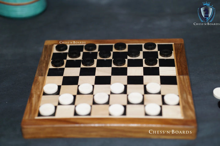 Handmade Camelbone Checkers/ Draught Pieces Call Checkers in Black & White Color - 30 mm Diameter - Chess'n'Boards