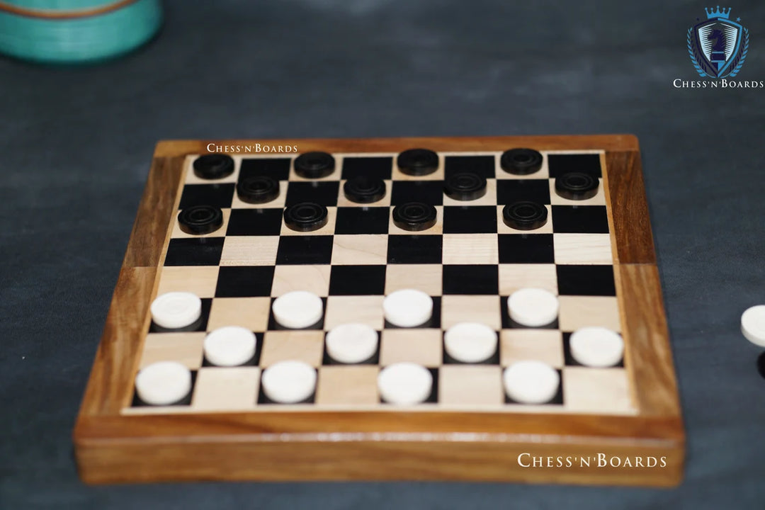 Handmade Camelbone Checkers/ Draught Pieces Call Checkers in Black & White Color - 30 mm Diameter - Chess'n'Boards