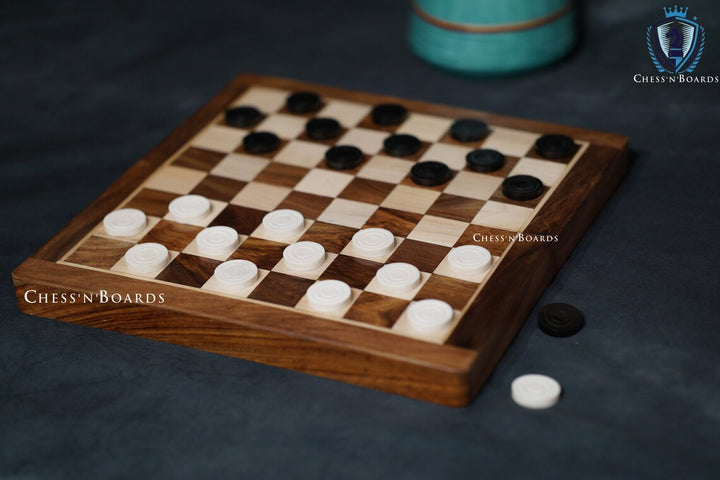 Handmade Camelbone Checkers/ Draught Pieces Call Checkers in Black & White Color - 30 mm Diameter - Chess'n'Boards