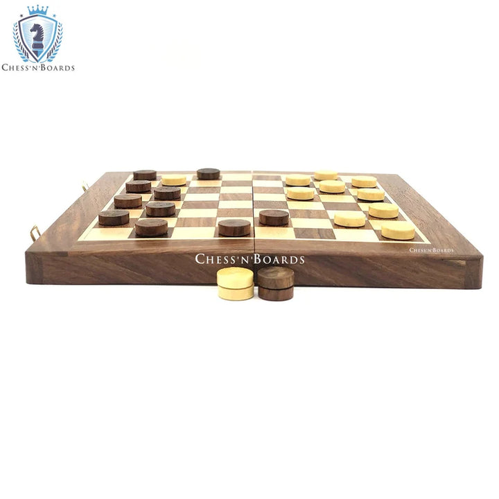 Checkers Set, Folding Checkers Board Game Set, Convertible Draught Storage Box - Chess'n'Boards