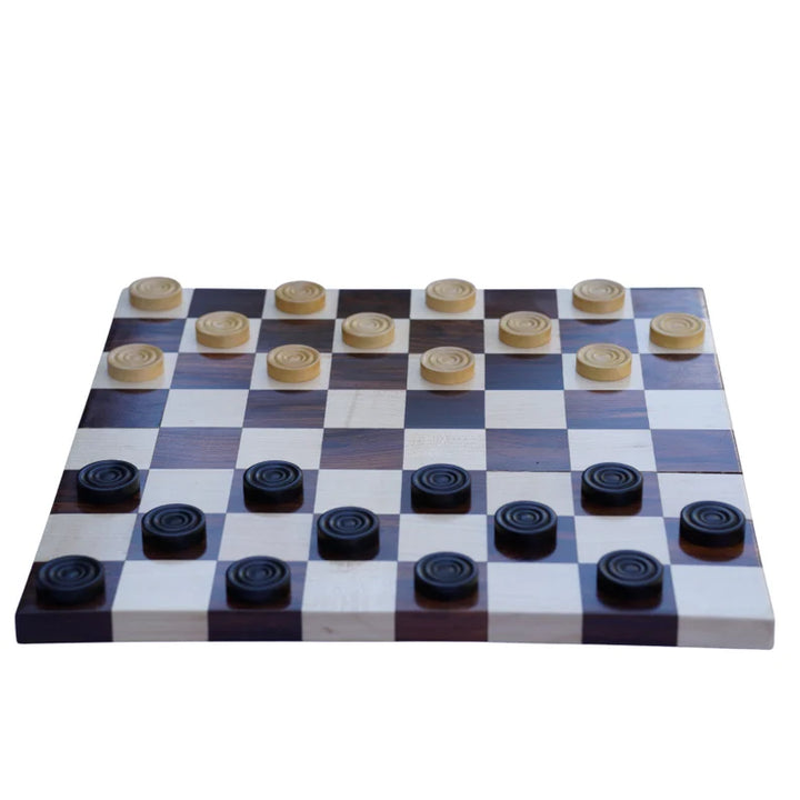 Wooden Checkers / Draught Set in Stained Dyed Boxwood & Natural Box wood - 30mm - Chess'n'Boards