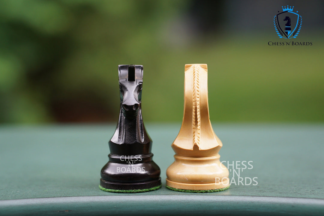 New 1950 Dubrovnik Bobby Fischer Reproduced Chess Pieces in Ebonized boxwood - Chess'n'Boards