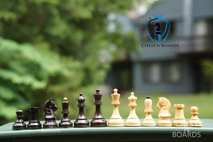 New 1950 Dubrovnik Bobby Fischer Reproduced Chess Pieces in Ebonized boxwood - Chess'n'Boards