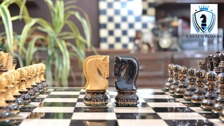 Burnt Russian Zagreb Tournament Chess Pieces - Chess'n'Boards