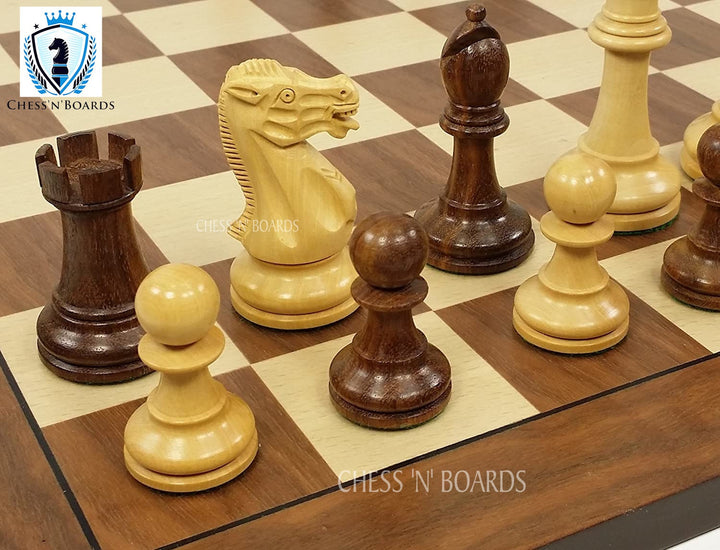 British Staunton Tournament Series Weighted Golden Rosewood Chess Pieces - Chess'n'Boards