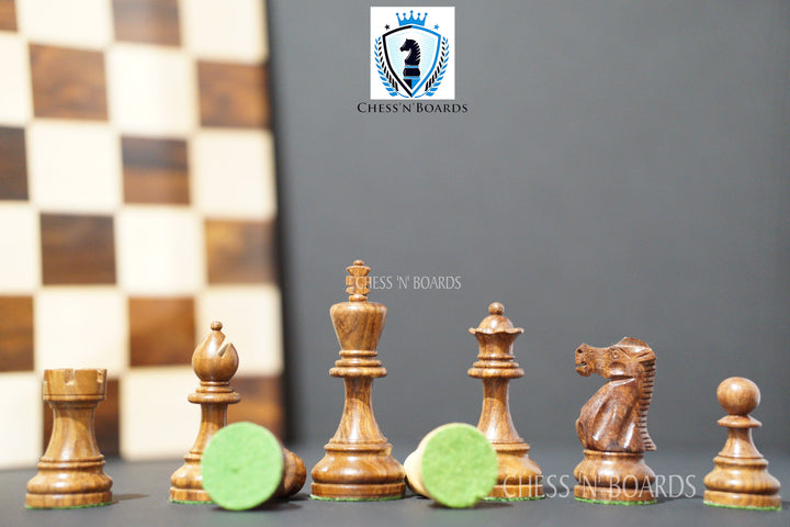 British Staunton Tournament Series Weighted Golden Rosewood Chess Pieces - Chess'n'Boards