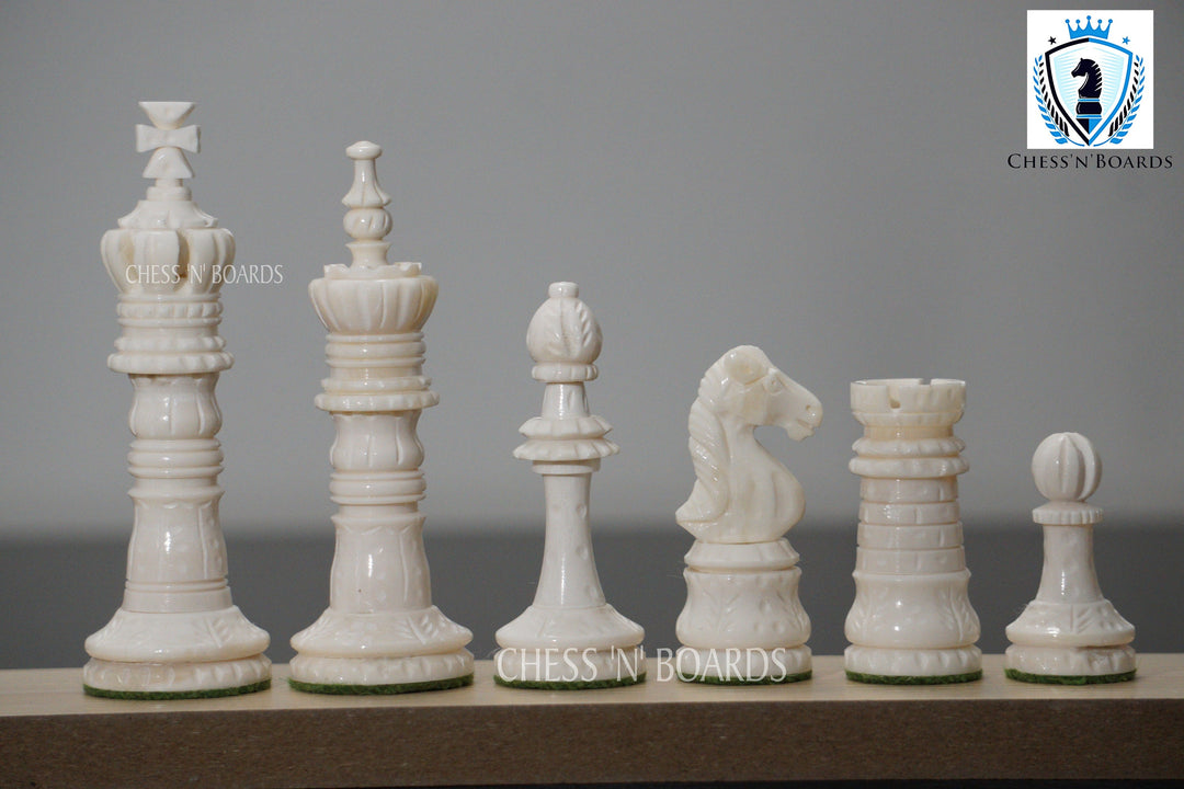 Unique Artistic Hand Carved King Cross Series Camel Bone Chess Pieces 4" King - Chess'n'Boards