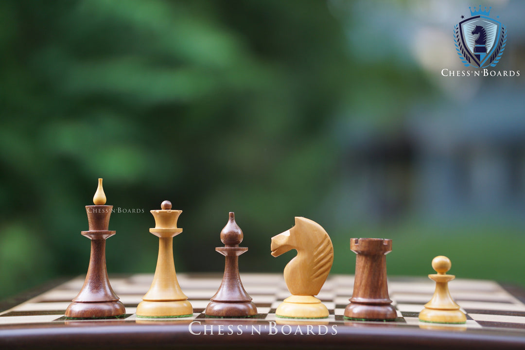 The 1950s Soviet (Russian) Latvian Reproduced Double Weighted Chess Pieces - Chess'n'Boards