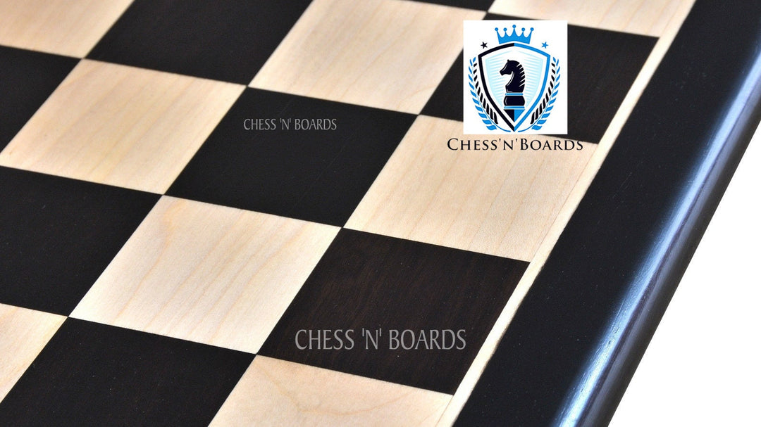 Handmade Ebony and Maple Wood Classic Tournament Flat Chessboard - Chess'n'Boards