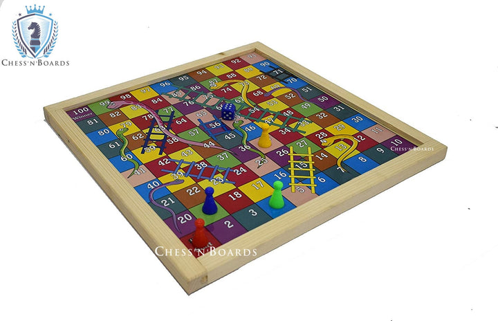 Wooden 2 in 1 Ludo Game /Snakes & Ladder Game - Chess'n'Boards