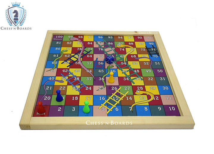 Wooden 2 in 1 Ludo Game /Snakes & Ladder Game - Chess'n'Boards