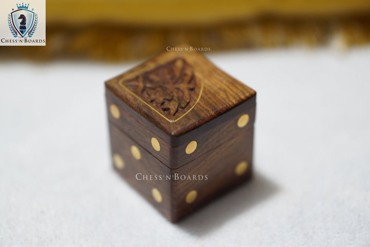 Wooden Dice Box | Handcrafted Box and 5 Dice Set - Chess'n'Boards