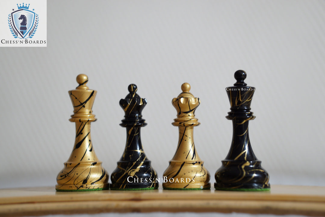 Stained 1950 Dubrovnik Bobby Fischer Reproduced Chess Pieces - Chess'n'Boards