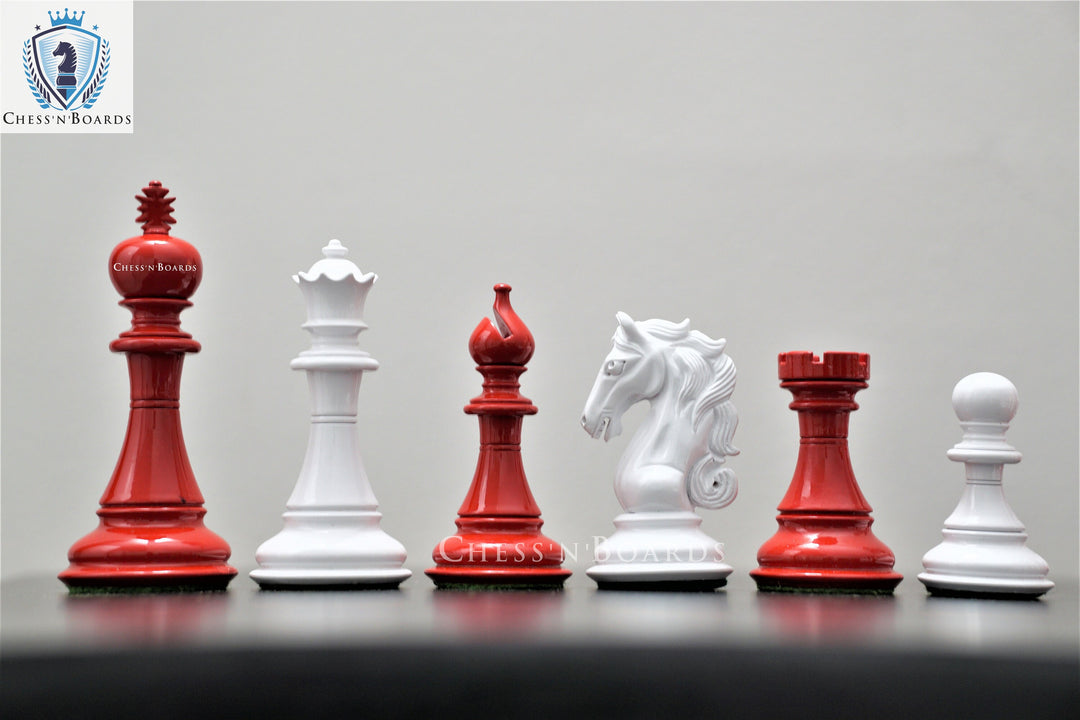Painted Columbian 4.5 King /The Shera Series Chess Pieces - Chess'n'Boards