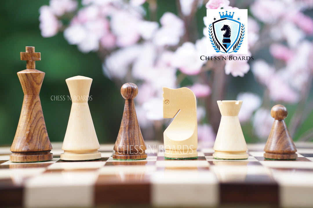 Reproduced 4 Inchh King Russian Poni Style Chess set/ Minimalist Style Chess Pieces - Chess'n'Boards