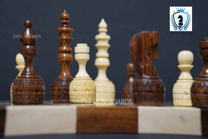 Professional Rose Wood Chess Set with 32 International Royal Carving Chess Pieces 16" x 16" Inches Best - Chess'n'Boards