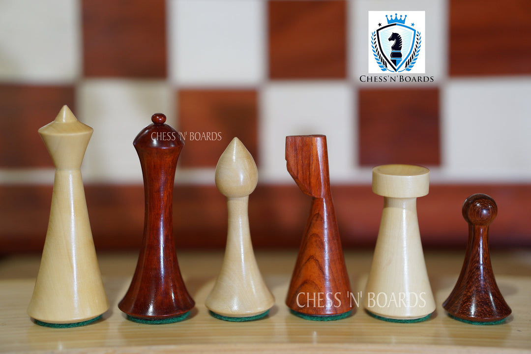 Reproduced Hermann Ohme Minimalist Style, Budrosewood Chess Pieces - Chess'n'Boards