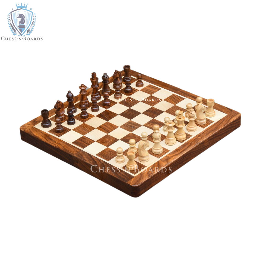 14" Traveling Magnetic Staunton Style Chess board Set with Storage - Chess'n'Boards