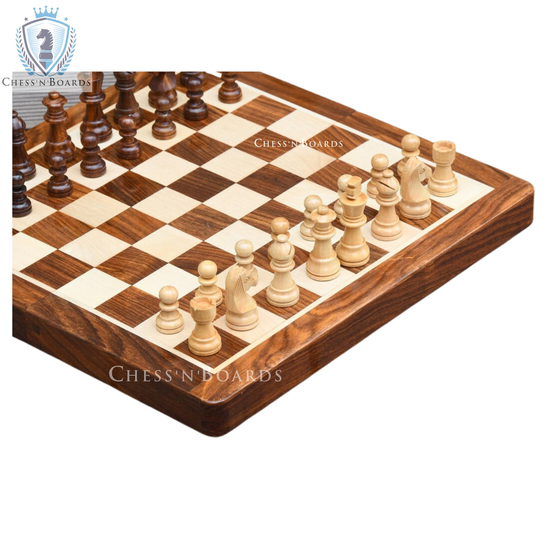 14" Traveling Magnetic Staunton Style Chess board Set with Storage - Chess'n'Boards