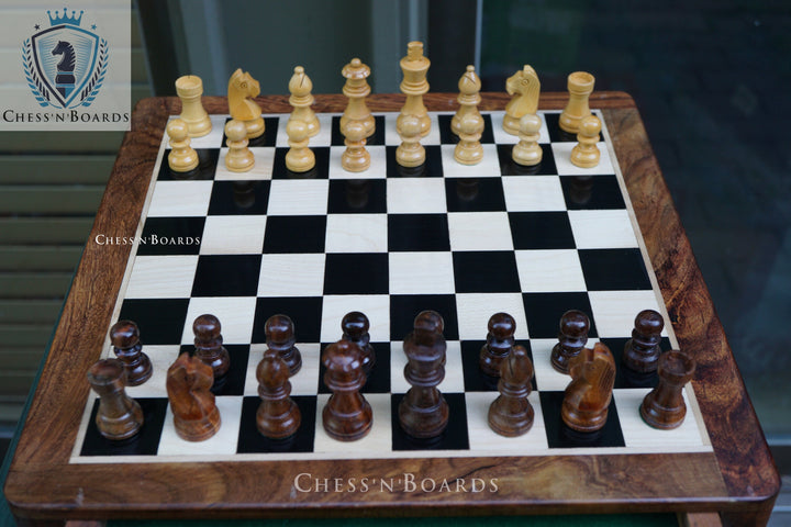 Indian Handmade Wooden Drawer Chess Board Set With Storage Drawer, 10 Inches - Chess'n'Boards