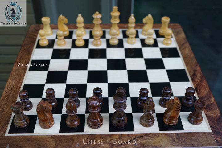 Indian Handmade Wooden Drawer Chess Board Set With Storage Drawer, 10 Inches - Chess'n'Boards