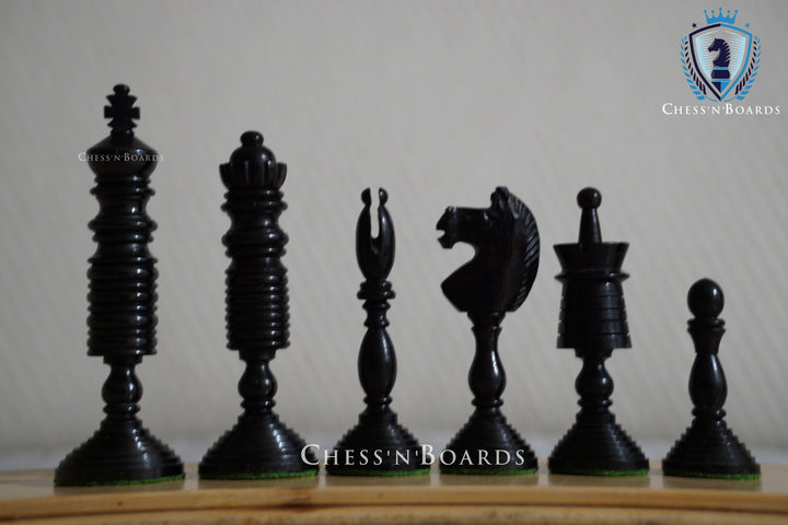 Antique Pre-Staunton English Camelbone Chess Pieces Only Set 4.6" King - Chess'n'Boards
