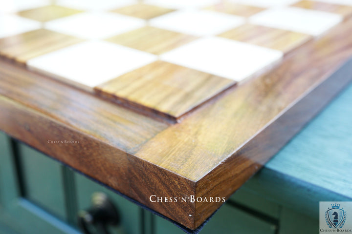 End Grain Finish, 16" Sheesham/ Golden Rosewood Chess Board | Flat Felted Chess Board - Chess'n'Boards