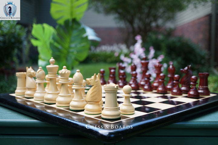 Combo Chess Set | 1920 German Collectors Reproduced Chess Set in Padauk with Ebony Board - Chess'n'Boards