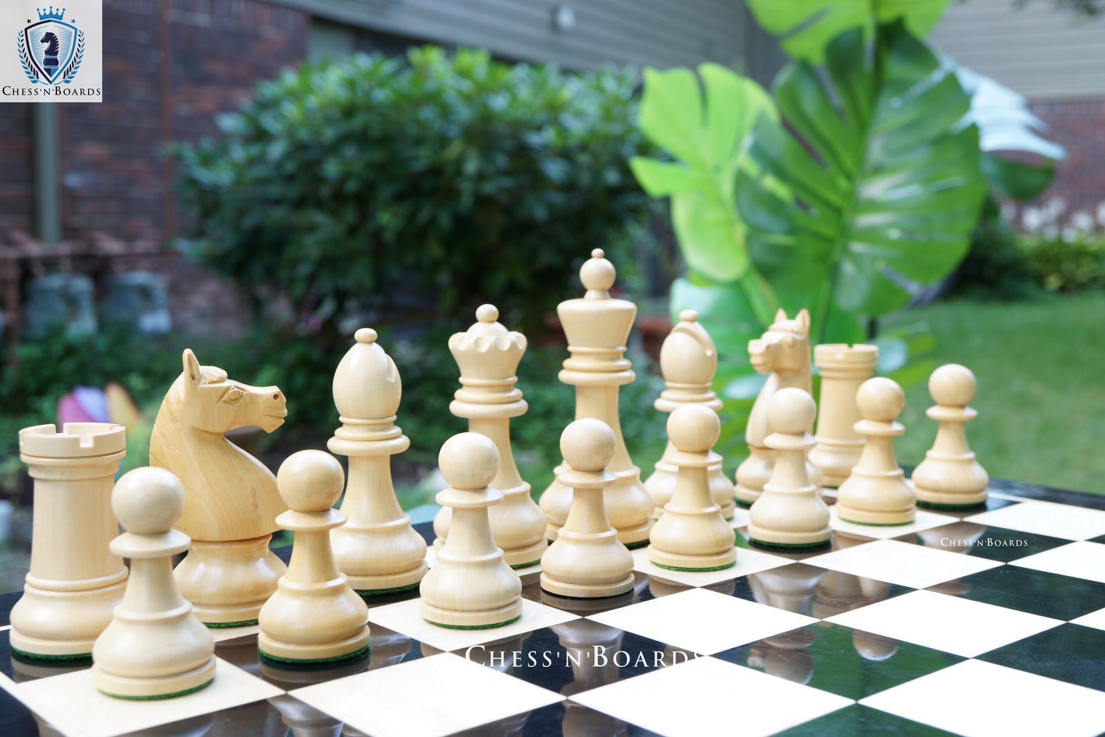 Combo Chess Set | 1920 German Collectors Reproduced Chess Set in Padauk with Ebony Board - Chess'n'Boards