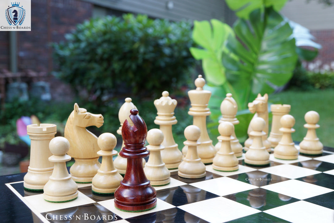 Combo Chess Set | 1920 German Collectors Reproduced Chess Set in Padauk with Ebony Board - Chess'n'Boards