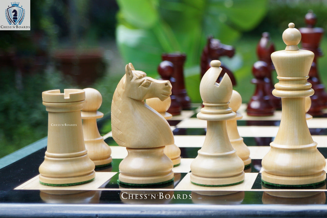 Combo Chess Set | 1920 German Collectors Reproduced Chess Set in Padauk with Ebony Board - Chess'n'Boards