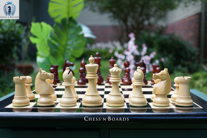 Combo Chess Set | 1920 German Collectors Reproduced Chess Set in Padauk with Ebony Board - Chess'n'Boards