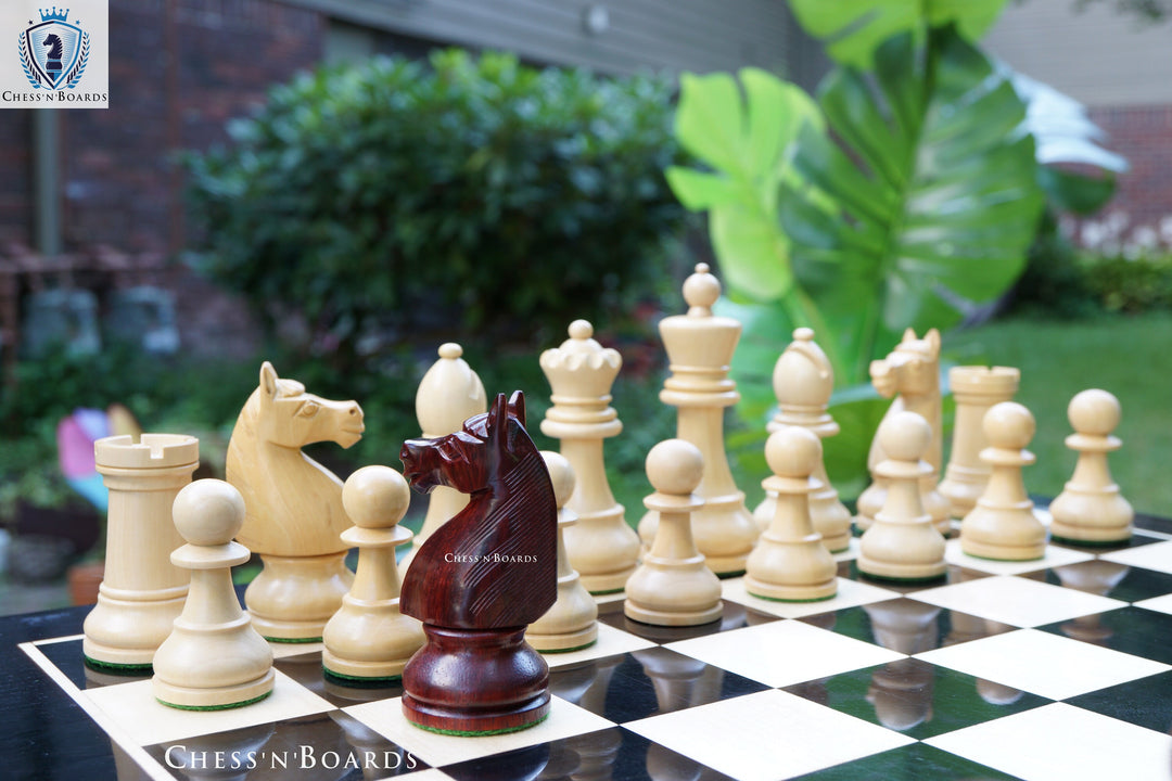 Combo Chess Set | 1920 German Collectors Reproduced Chess Set in Padauk with Ebony Board - Chess'n'Boards