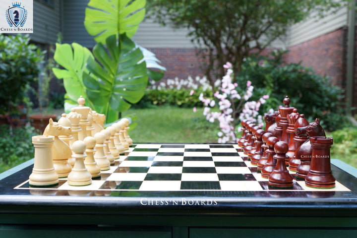 Combo Chess Set | 1920 German Collectors Reproduced Chess Set in Padauk with Ebony Board - Chess'n'Boards