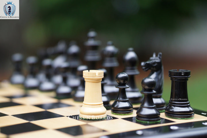 Combo Chess Set | 1920 German Collectors Reproduced Chess Pieces with 19" Ebony Board - Chess'n'Boards